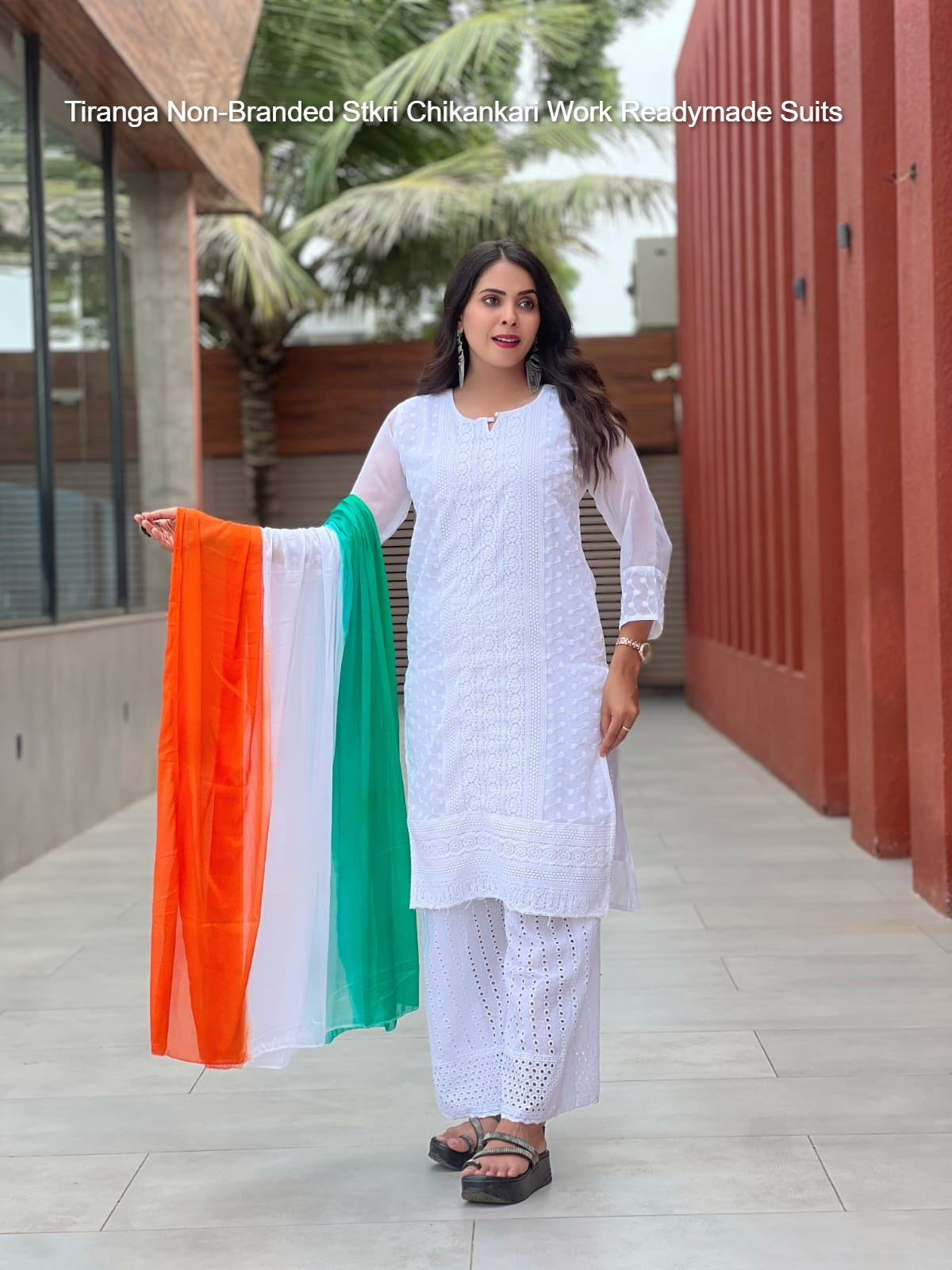 Tiranga Non-Branded Stkri Chikankari Work Readymade Suits