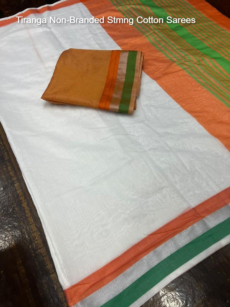 Tiranga Non-Branded Stmng Cotton Sarees