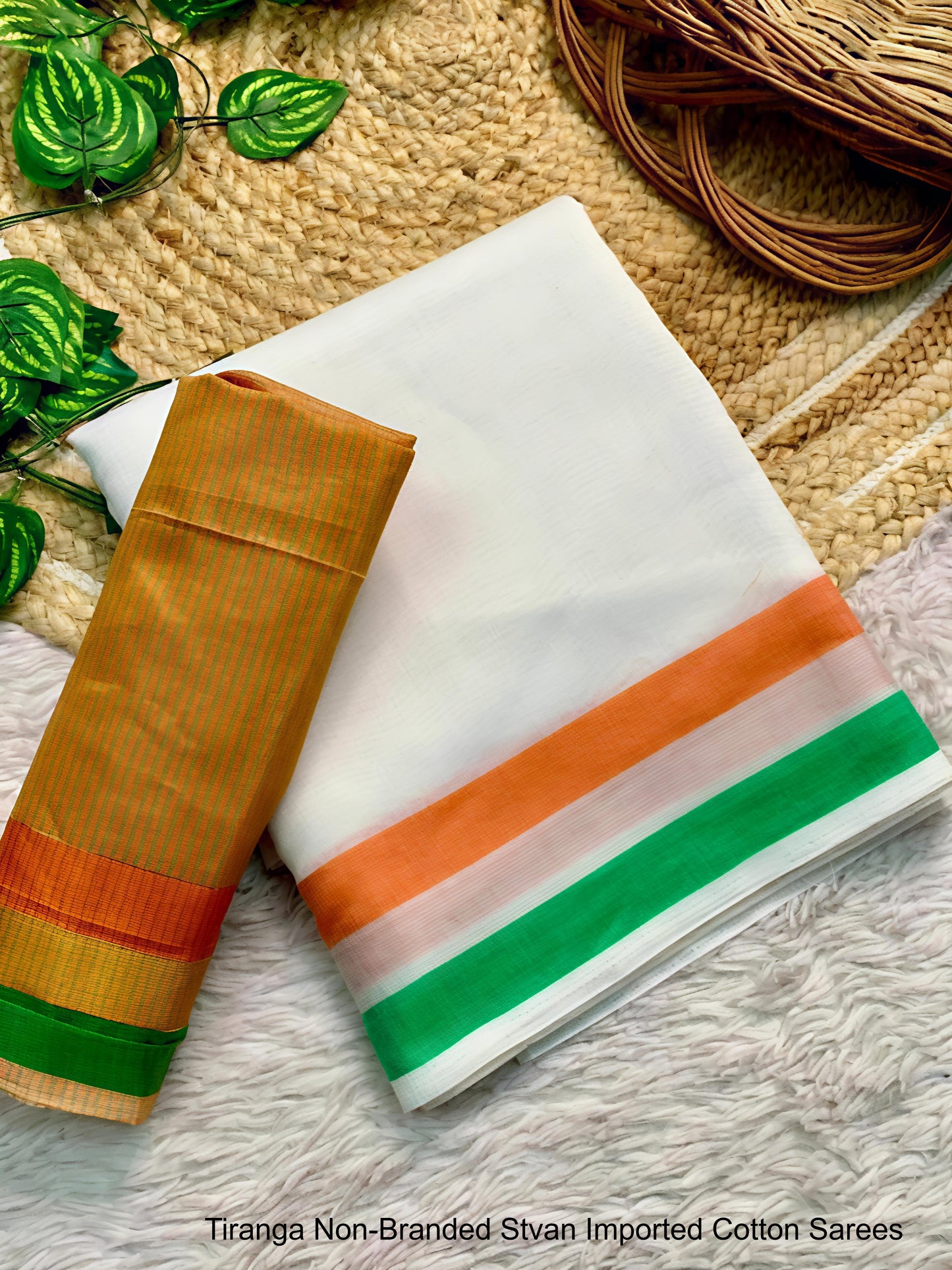 Tiranga Non-Branded Stvan Imported Cotton Sarees