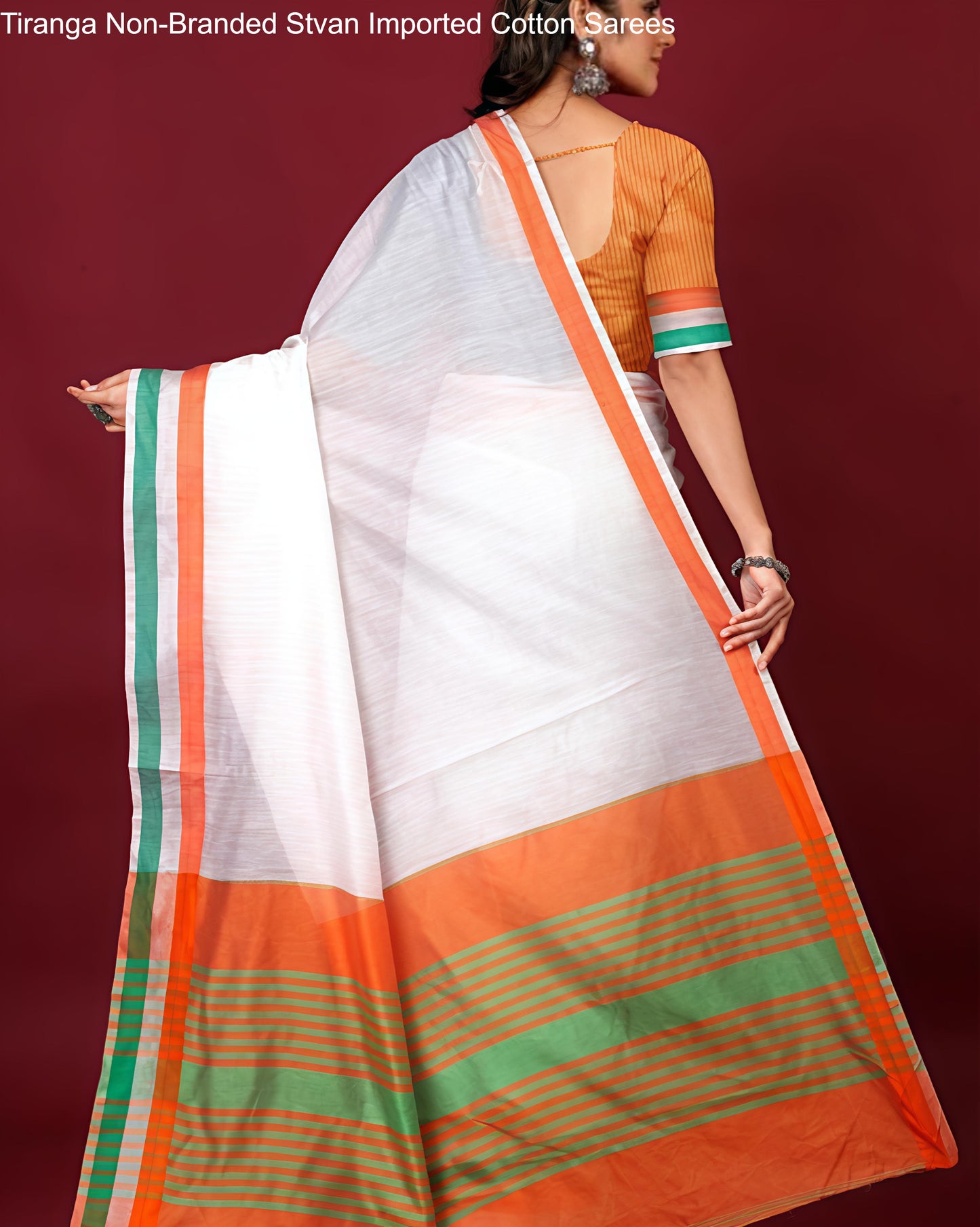 Tiranga Non-Branded Stvan Imported Cotton Sarees