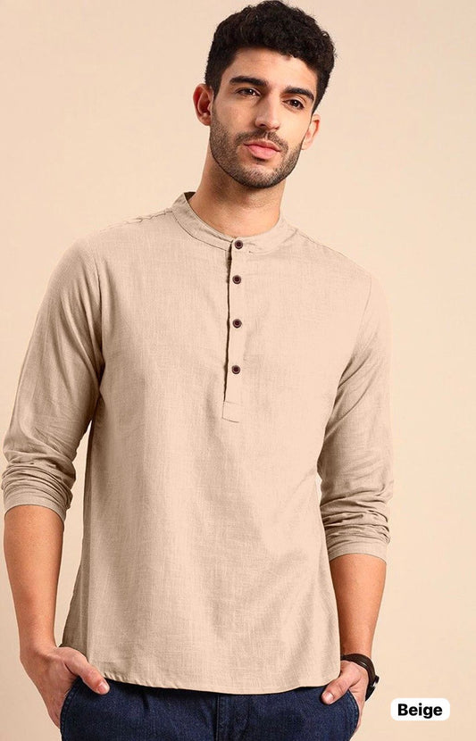 Tradition Beieg Bluehills Short Mens Kurta