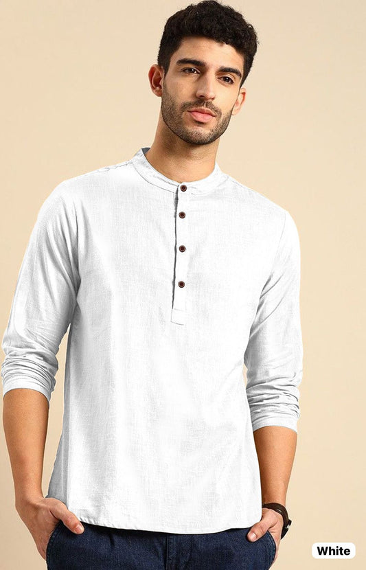 Tradition White Bluehills Short Mens Kurta