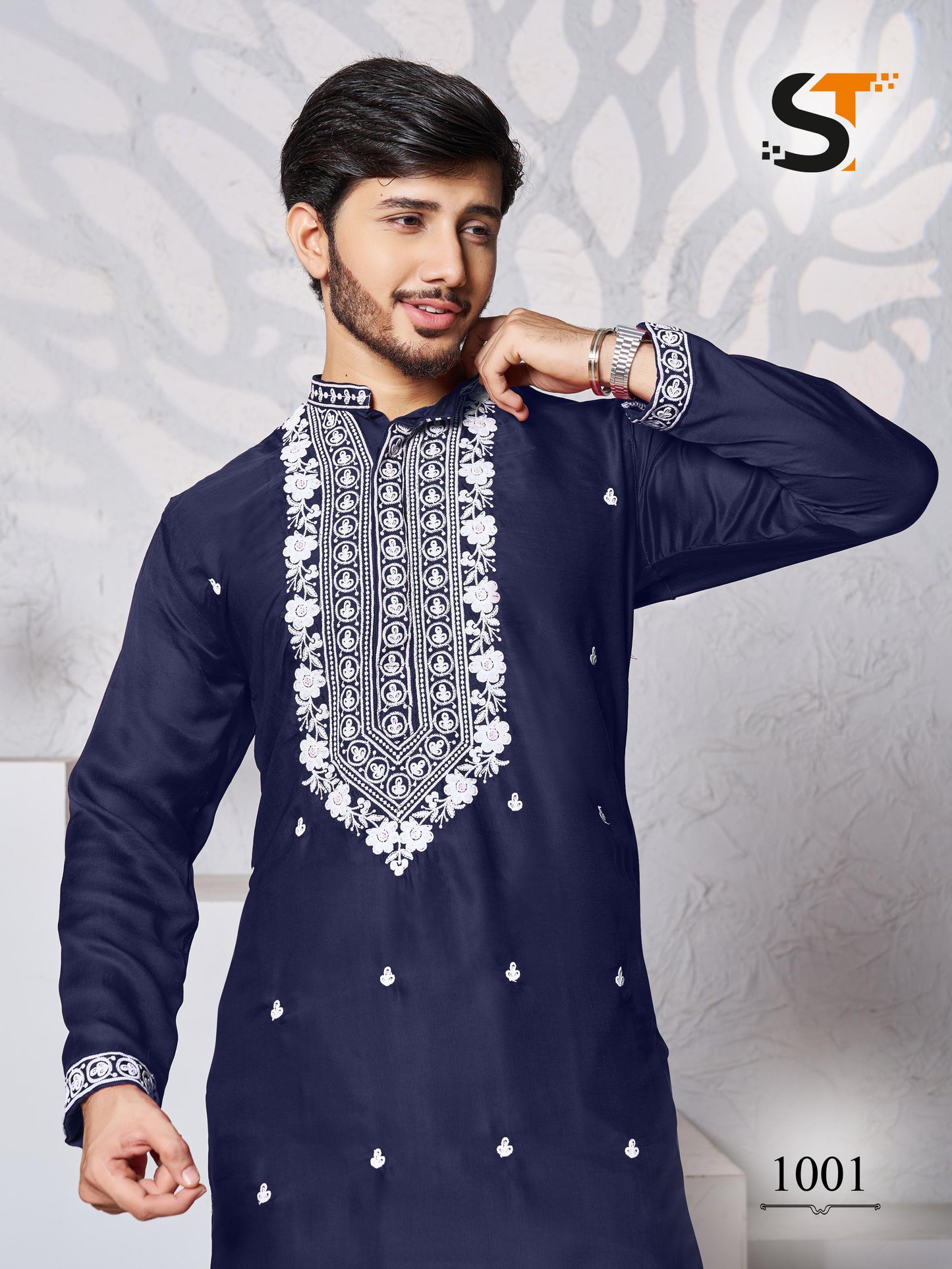 Traditional Work Salas Silk Mens Kurta