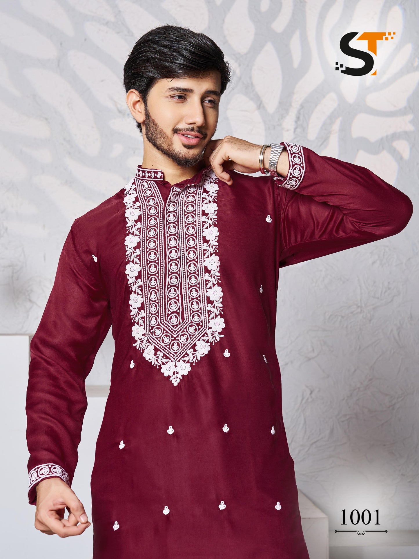 Traditional Work Salas Silk Mens Kurta