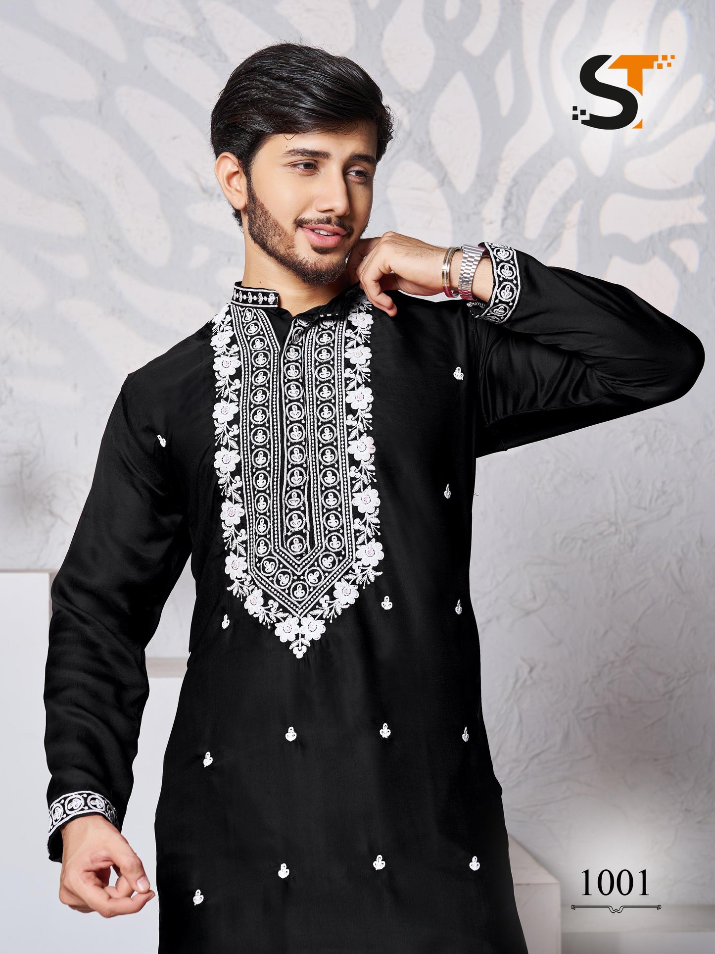 Traditional Work Salas Silk Mens Kurta