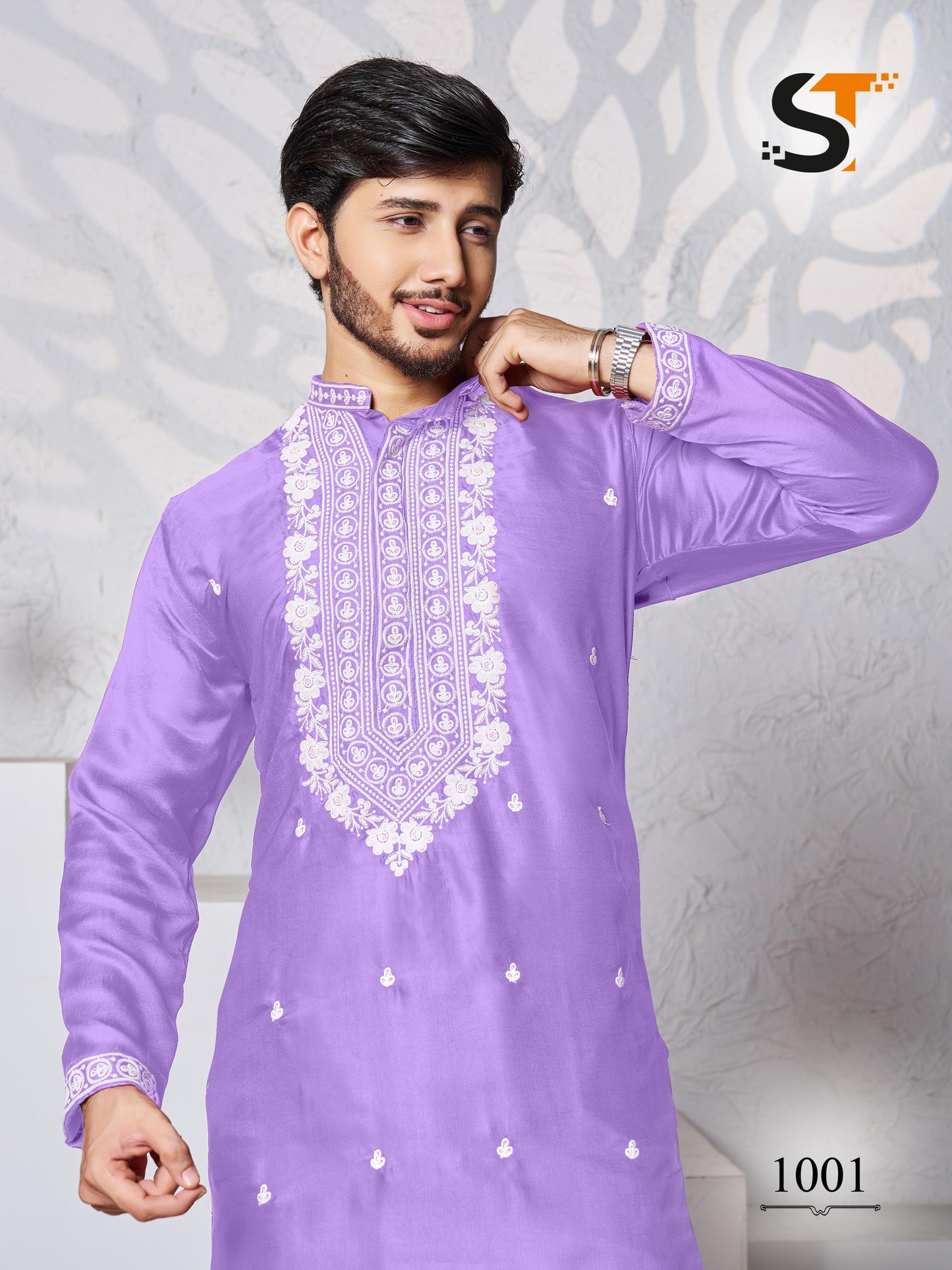 Traditional Work Salas Silk Mens Kurta