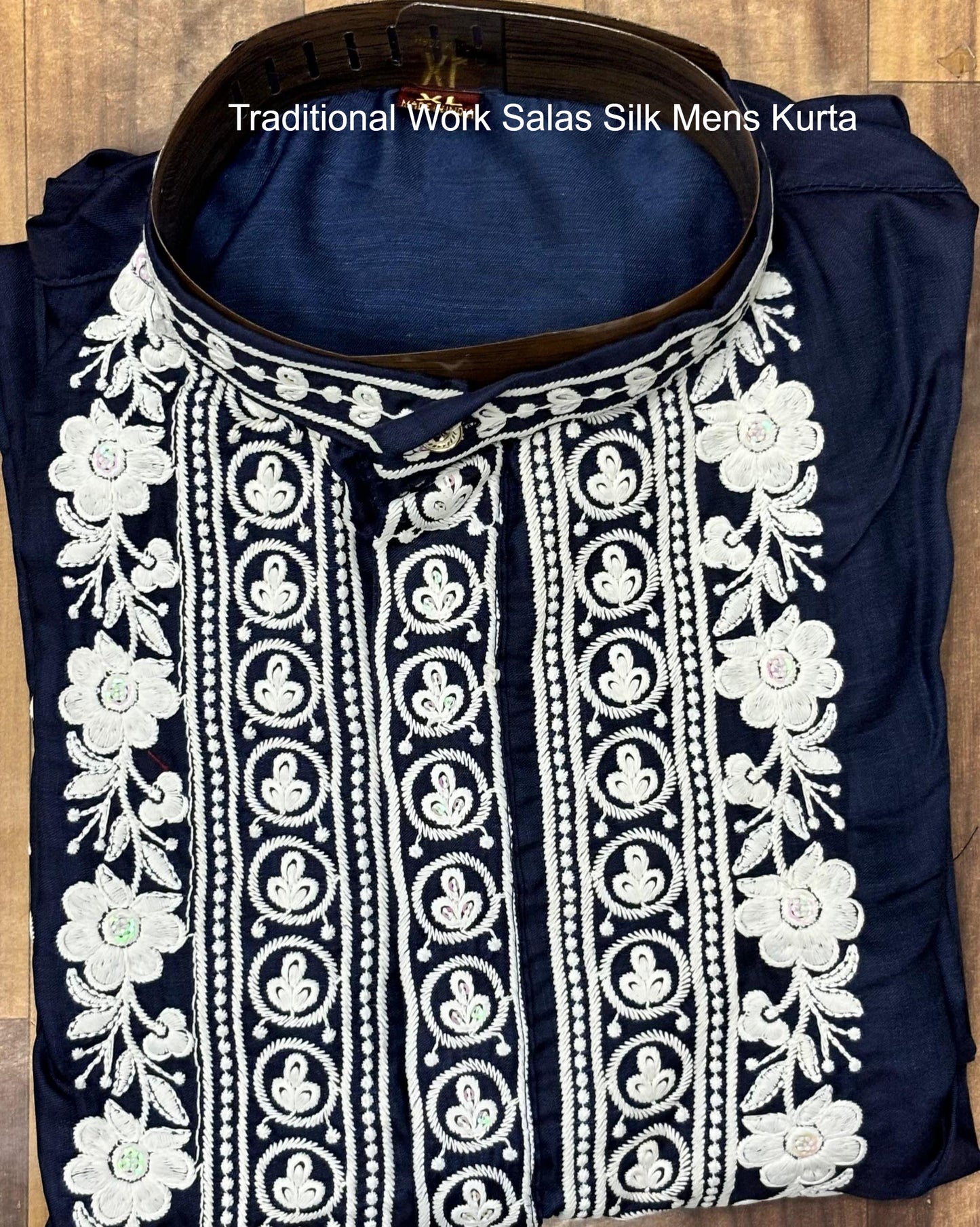 Traditional Work Salas Silk Mens Kurta