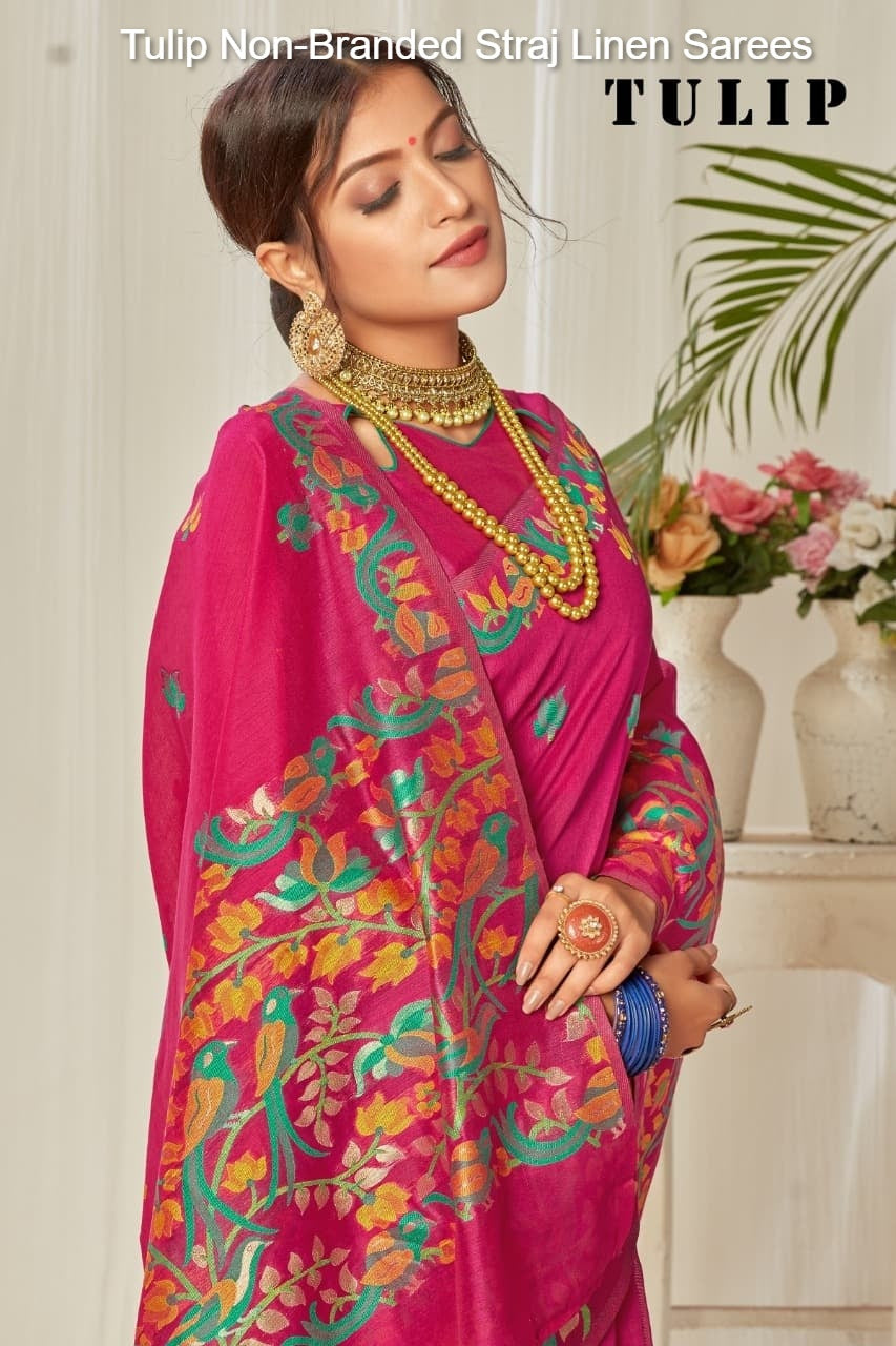Tulip Non-Branded Straj Linen Sarees