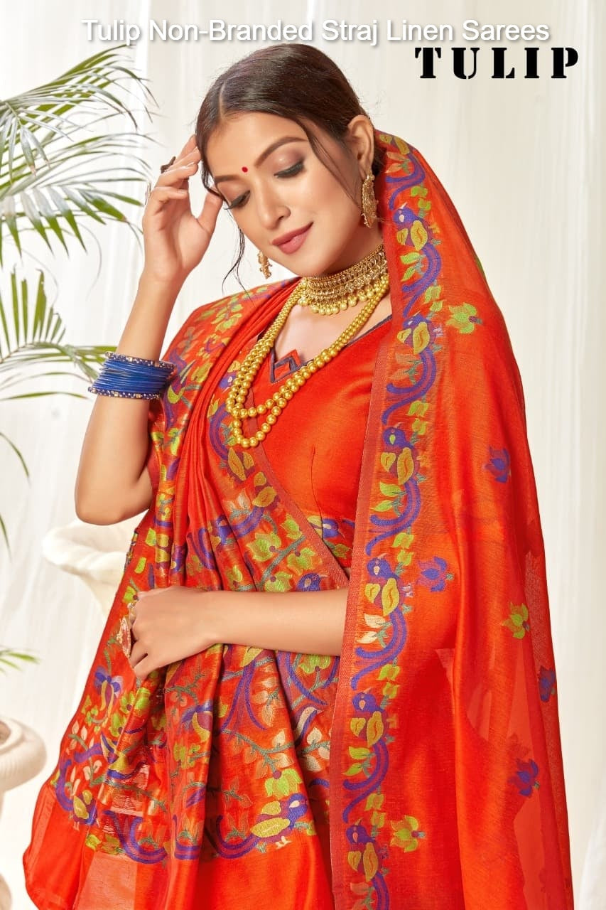 Tulip Non-Branded Straj Linen Sarees