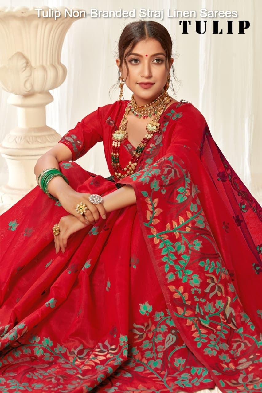 Tulip Non-Branded Straj Linen Sarees
