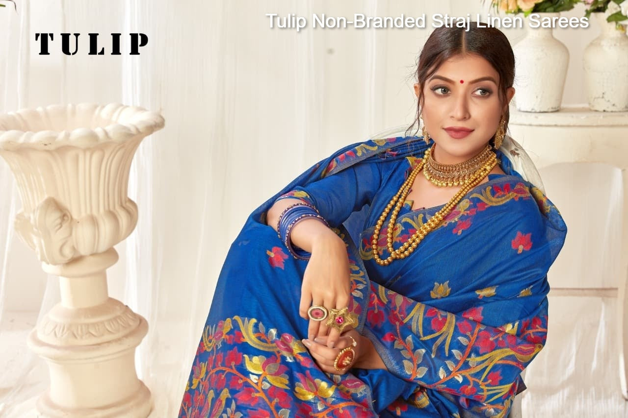 Tulip Non-Branded Straj Linen Sarees