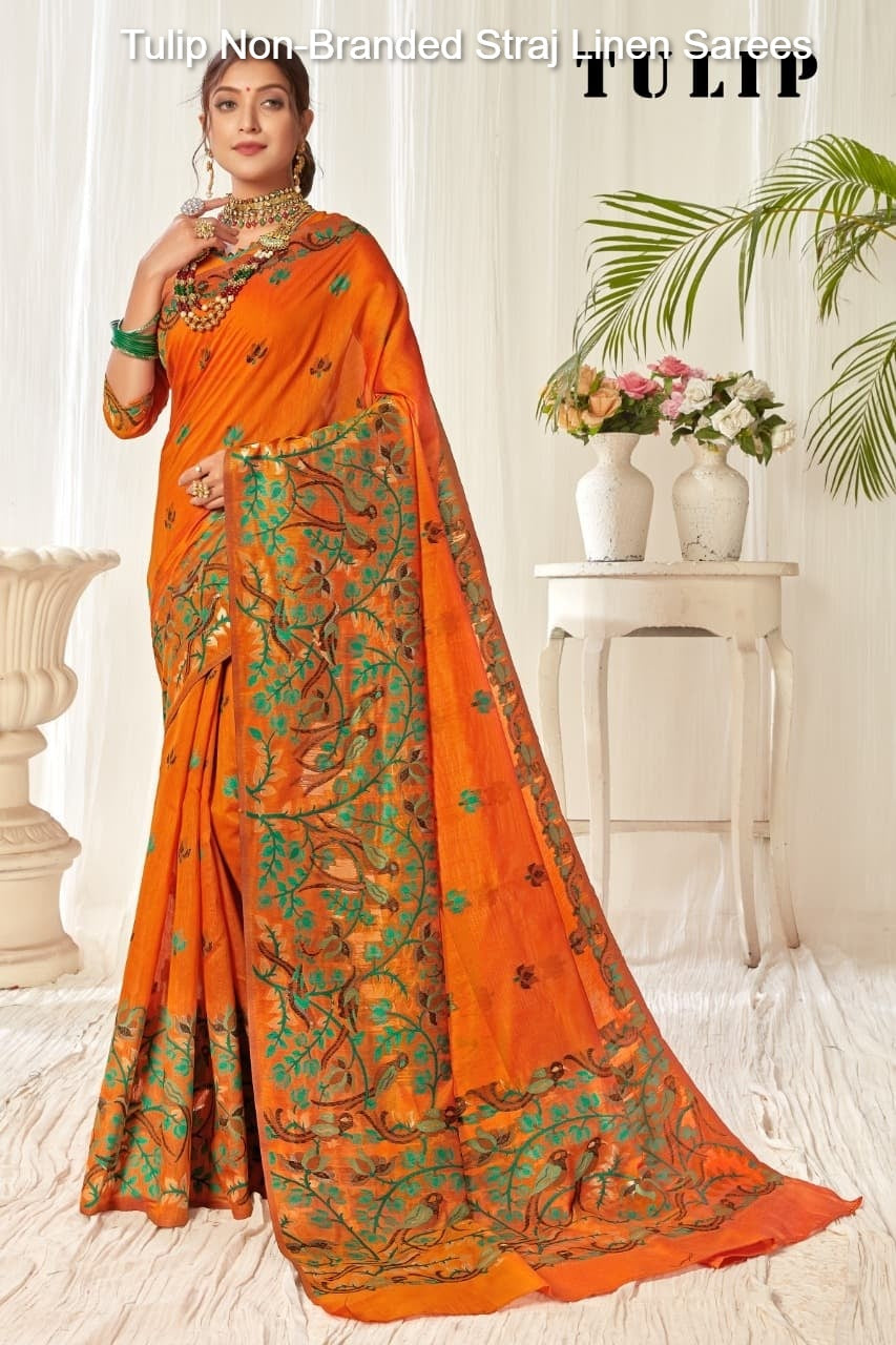 Tulip Non-Branded Straj Linen Sarees