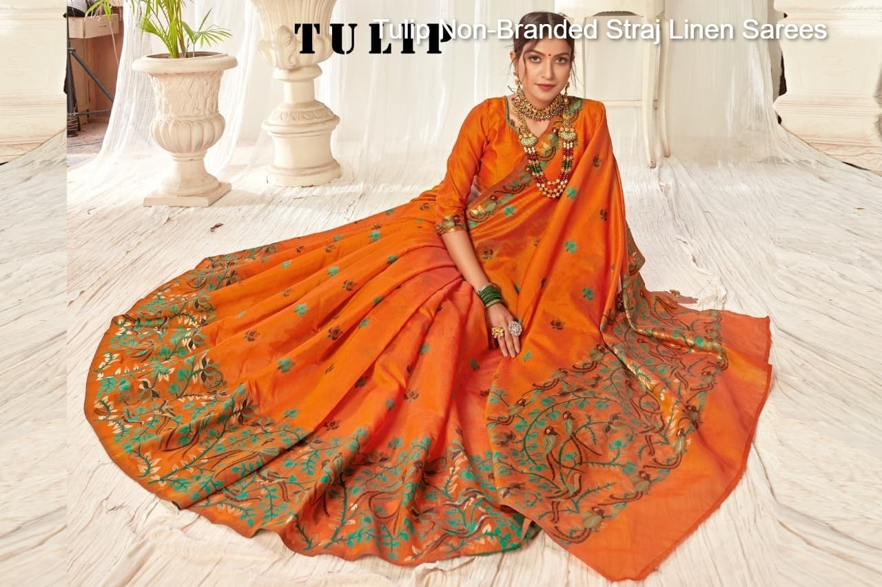 Tulip Non-Branded Straj Linen Sarees