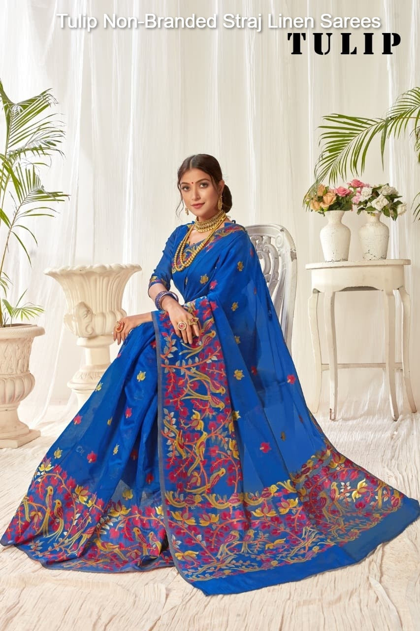 Tulip Non-Branded Straj Linen Sarees