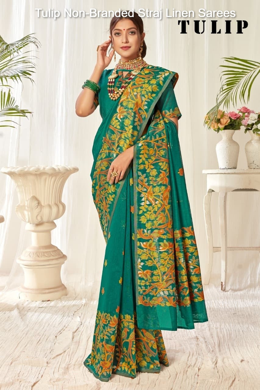 Tulip Non-Branded Straj Linen Sarees