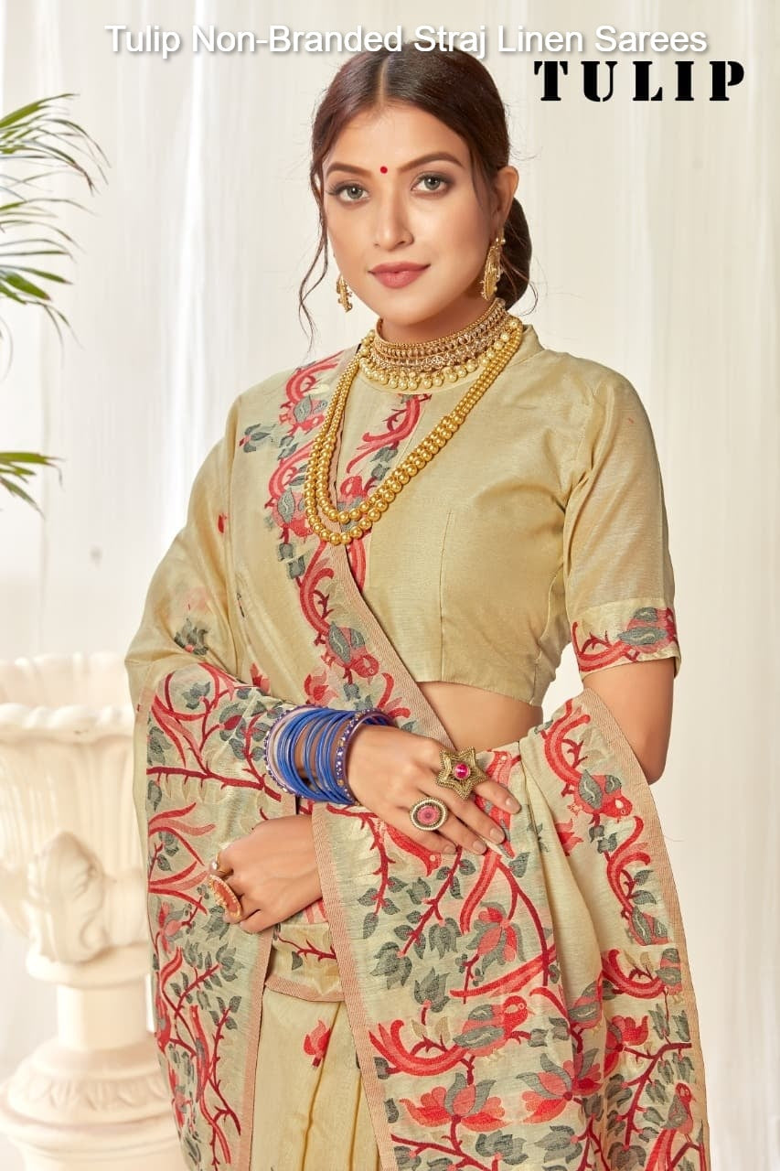 Tulip Non-Branded Straj Linen Sarees