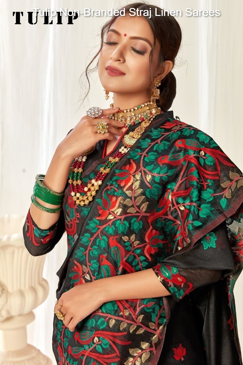 Tulip Non-Branded Straj Linen Sarees