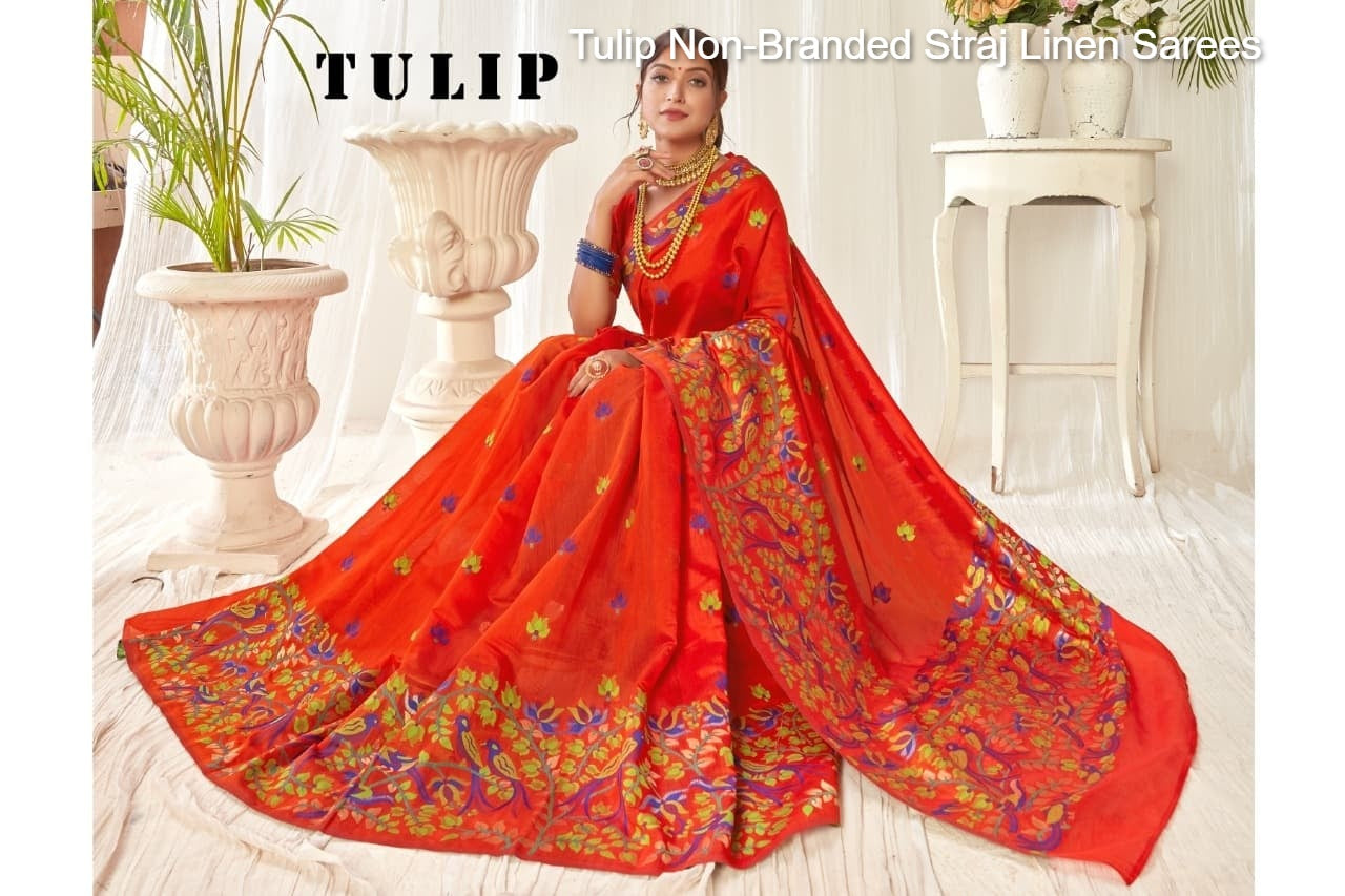 Tulip Non-Branded Straj Linen Sarees