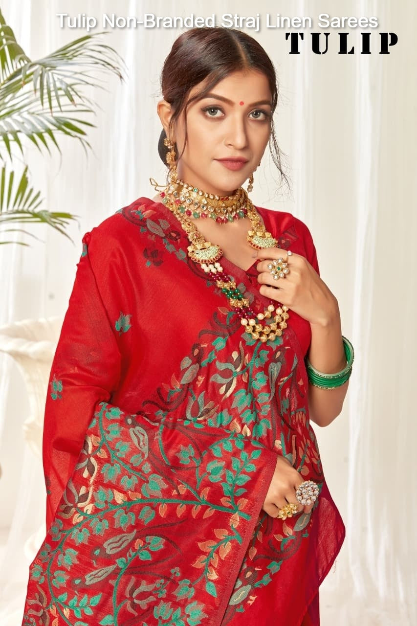 Tulip Non-Branded Straj Linen Sarees