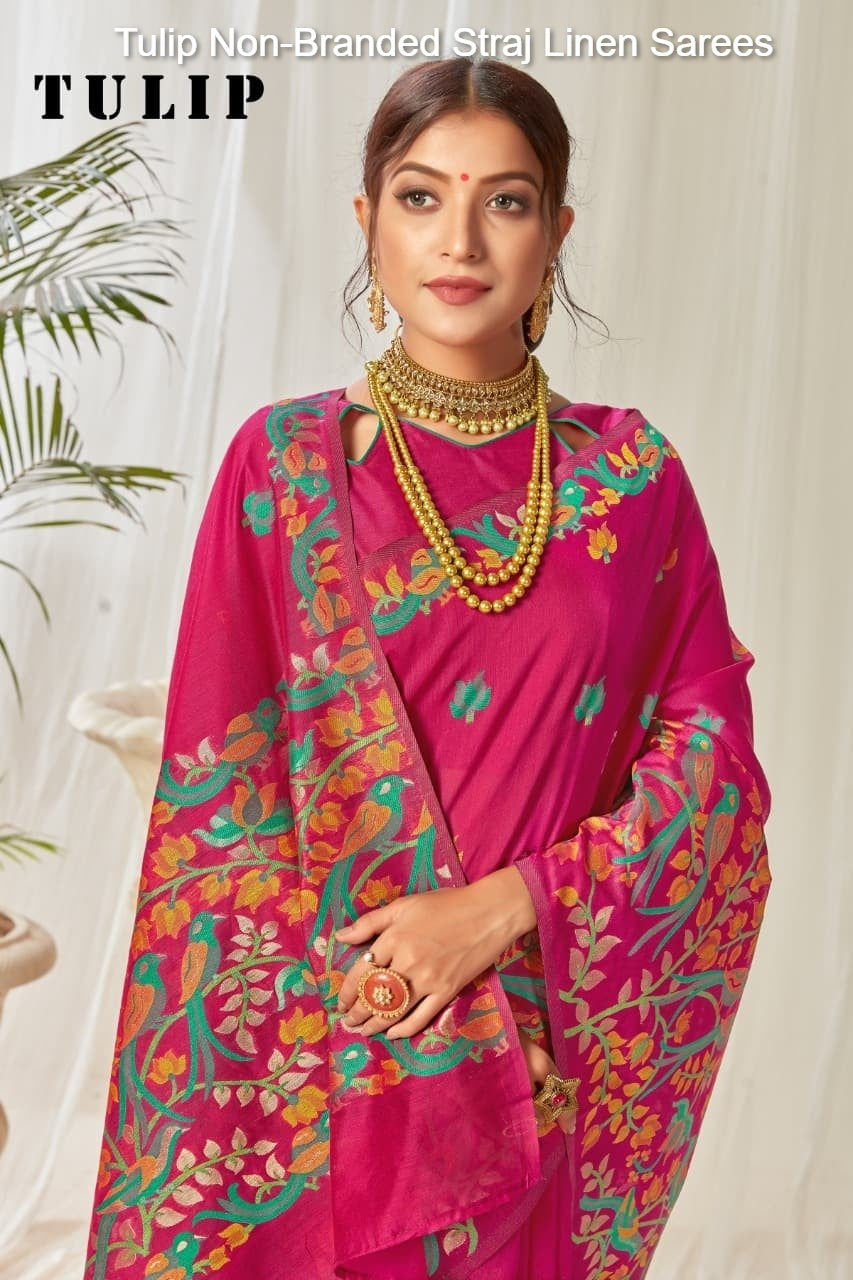 Tulip Non-Branded Straj Linen Sarees