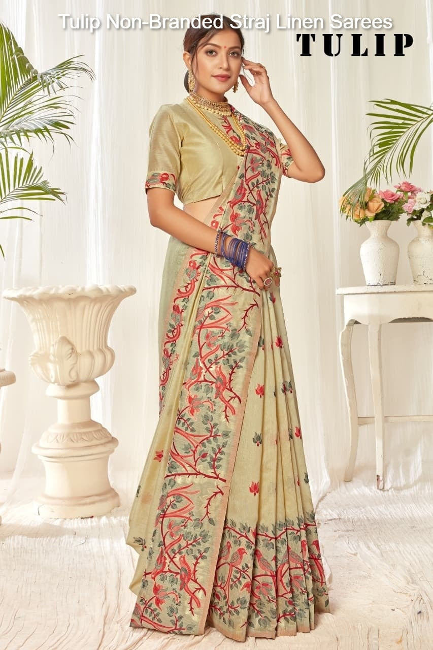 Tulip Non-Branded Straj Linen Sarees