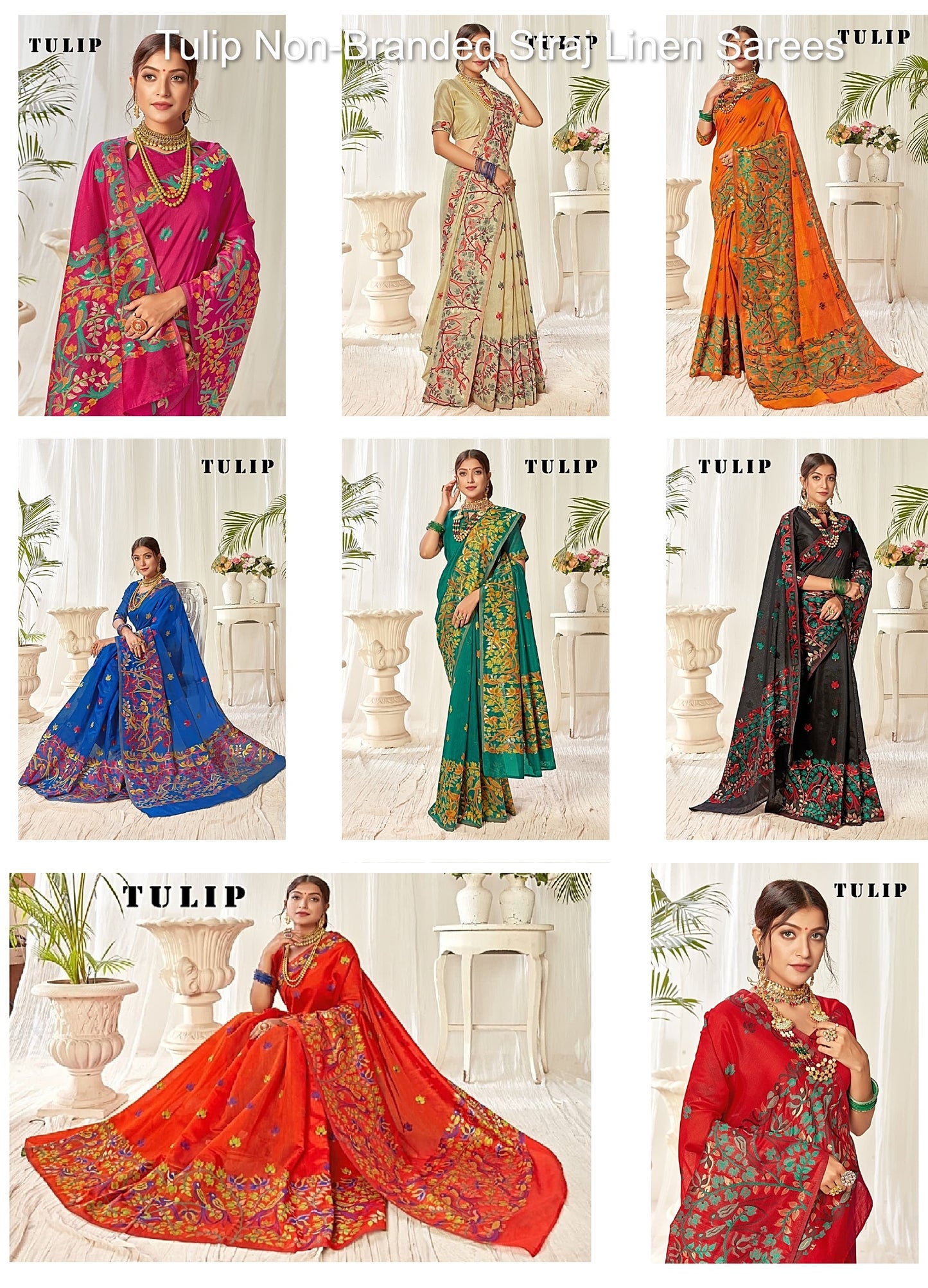 Tulip Non-Branded Straj Linen Sarees