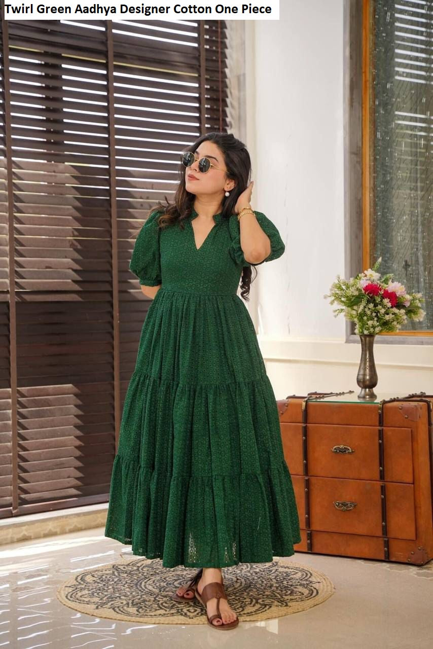 Twirl Green Aadhya Designer Cotton One Piece