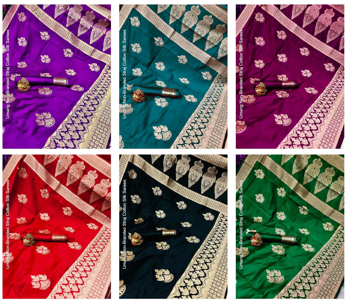 Umang Non-Branded Straj Cotton Silk Sarees