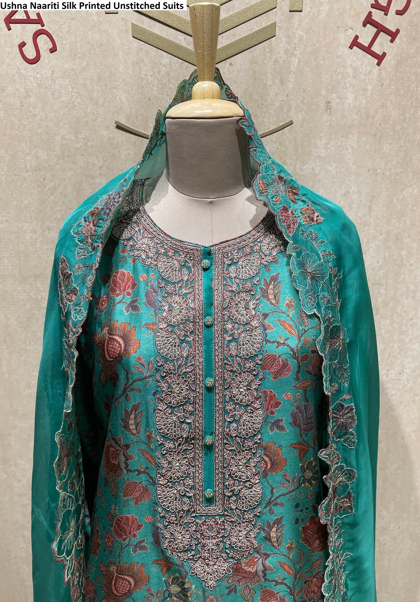 Ushna Naariti Silk Printed Unstitched Suits