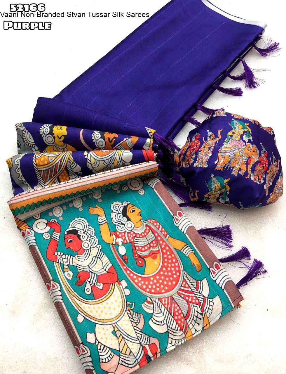 Vaani Non-Branded Stvan Tussar Silk Sarees