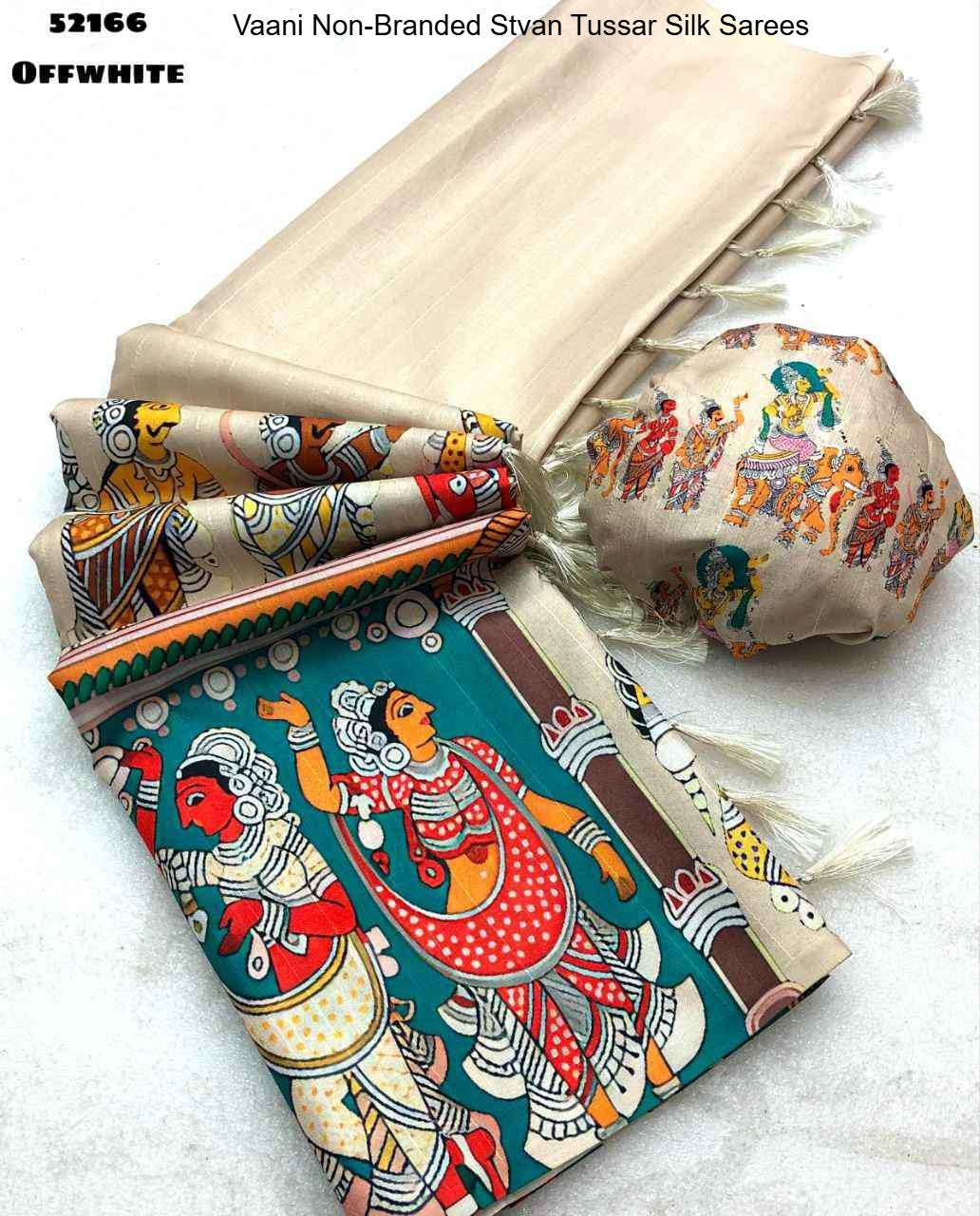 Vaani Non-Branded Stvan Tussar Silk Sarees