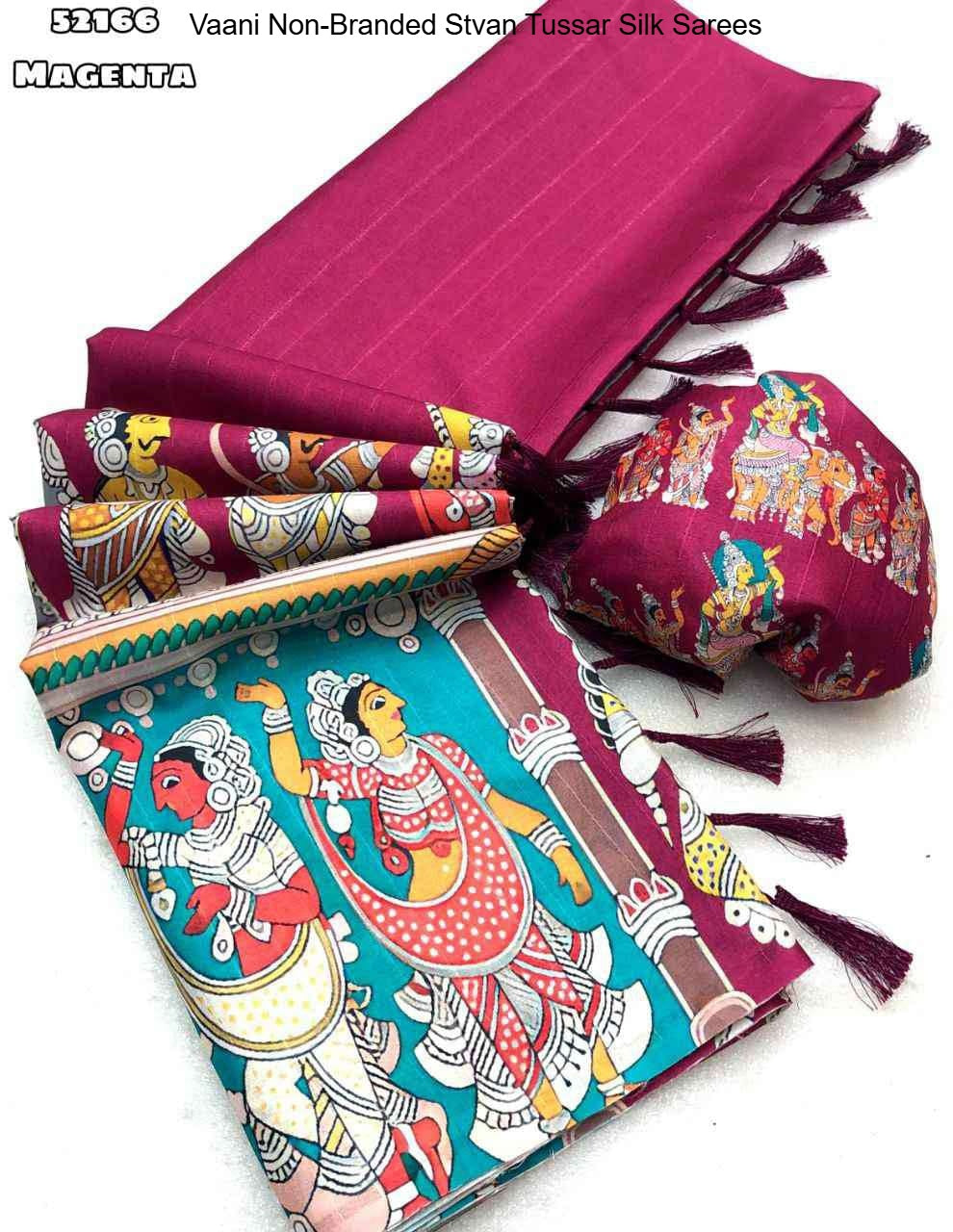 Vaani Non-Branded Stvan Tussar Silk Sarees