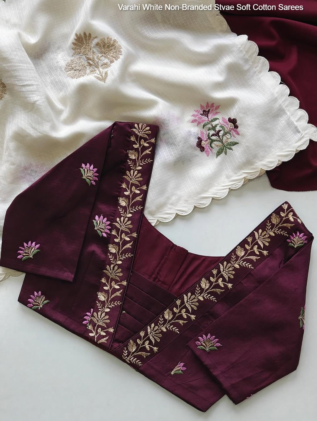 Varahi White Non-Branded Stvae Soft Cotton Sarees