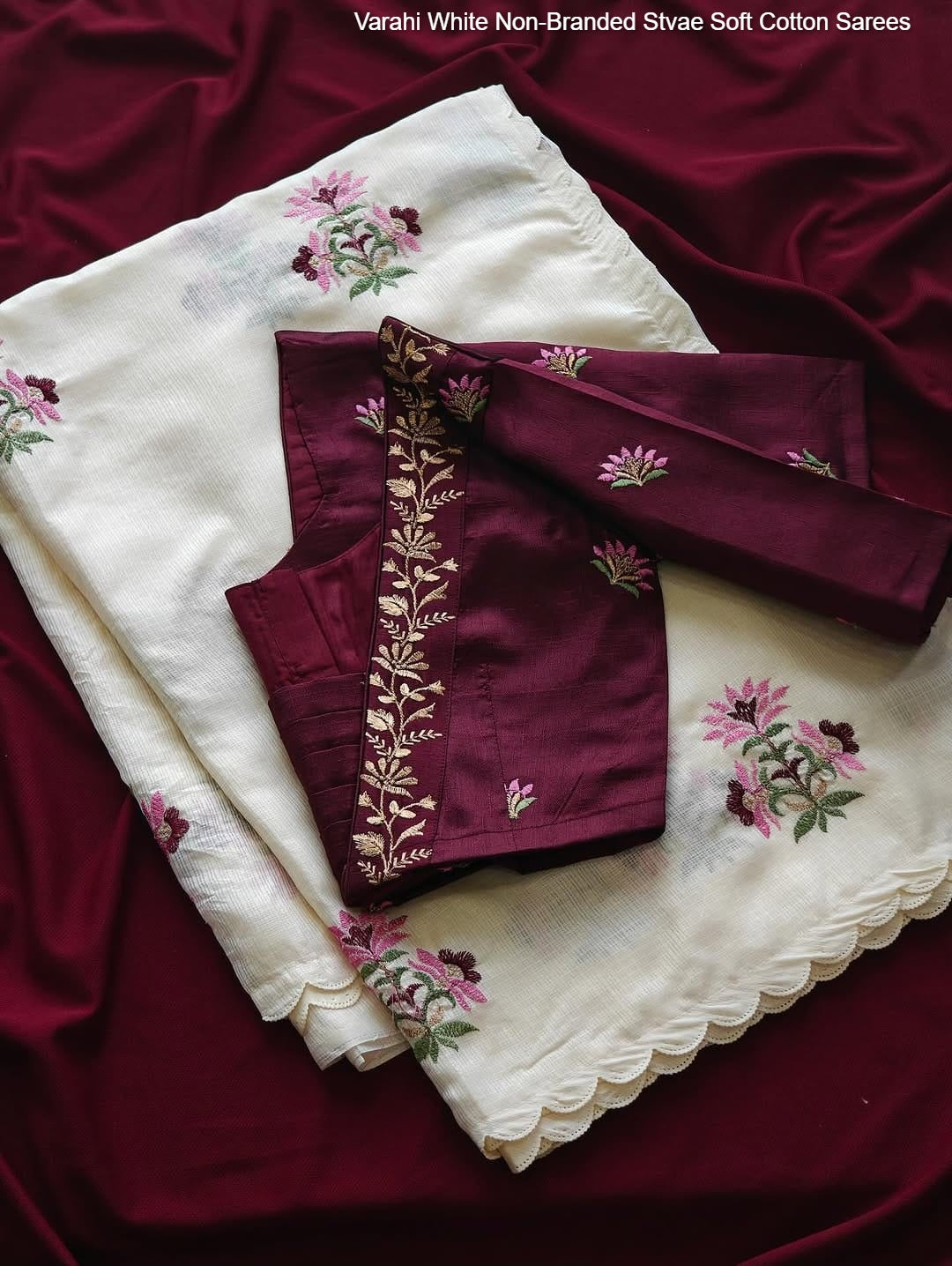 Varahi White Non-Branded Stvae Soft Cotton Sarees