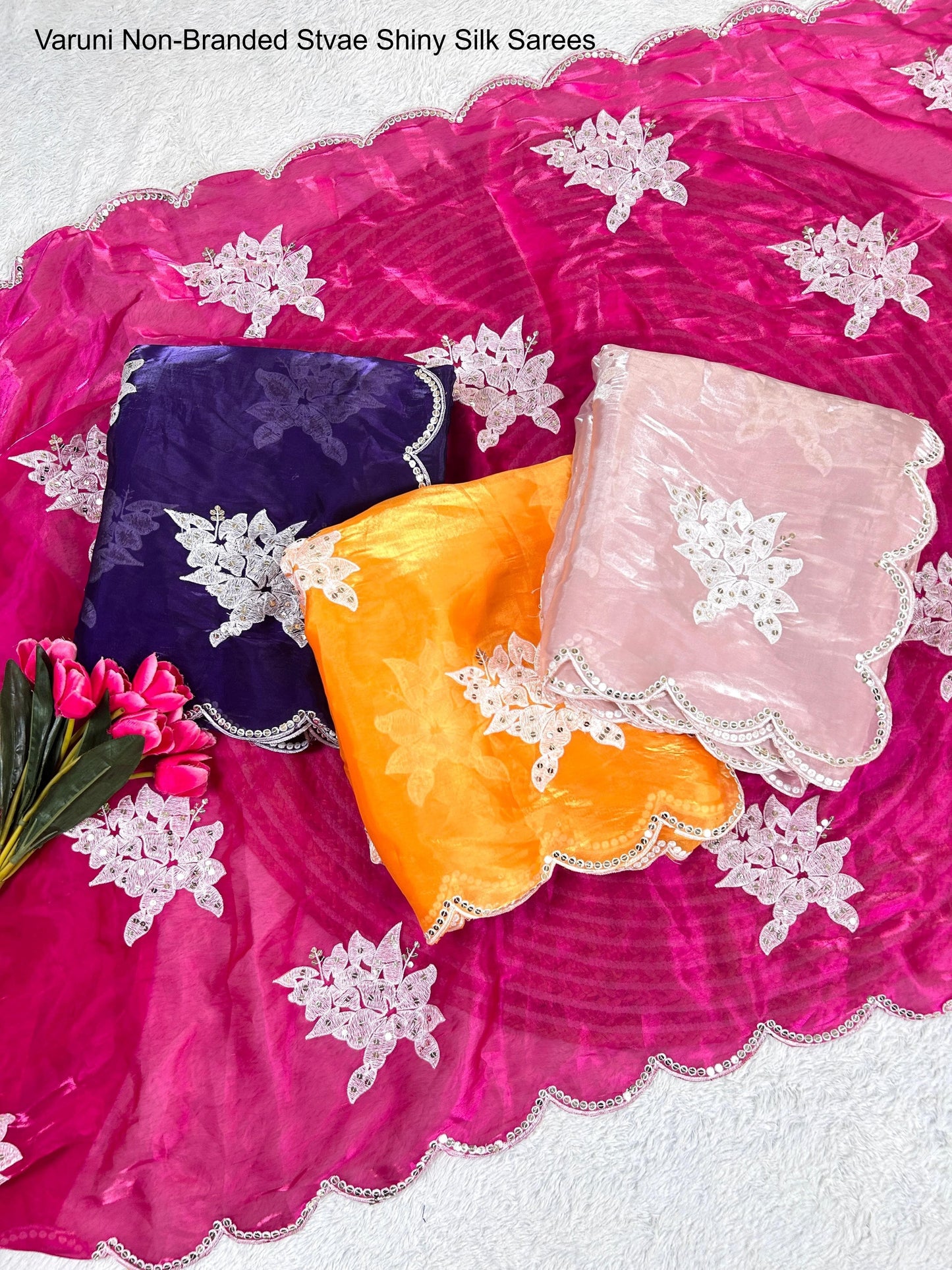 Varuni Non-Branded Stvae Shiny Silk Sarees