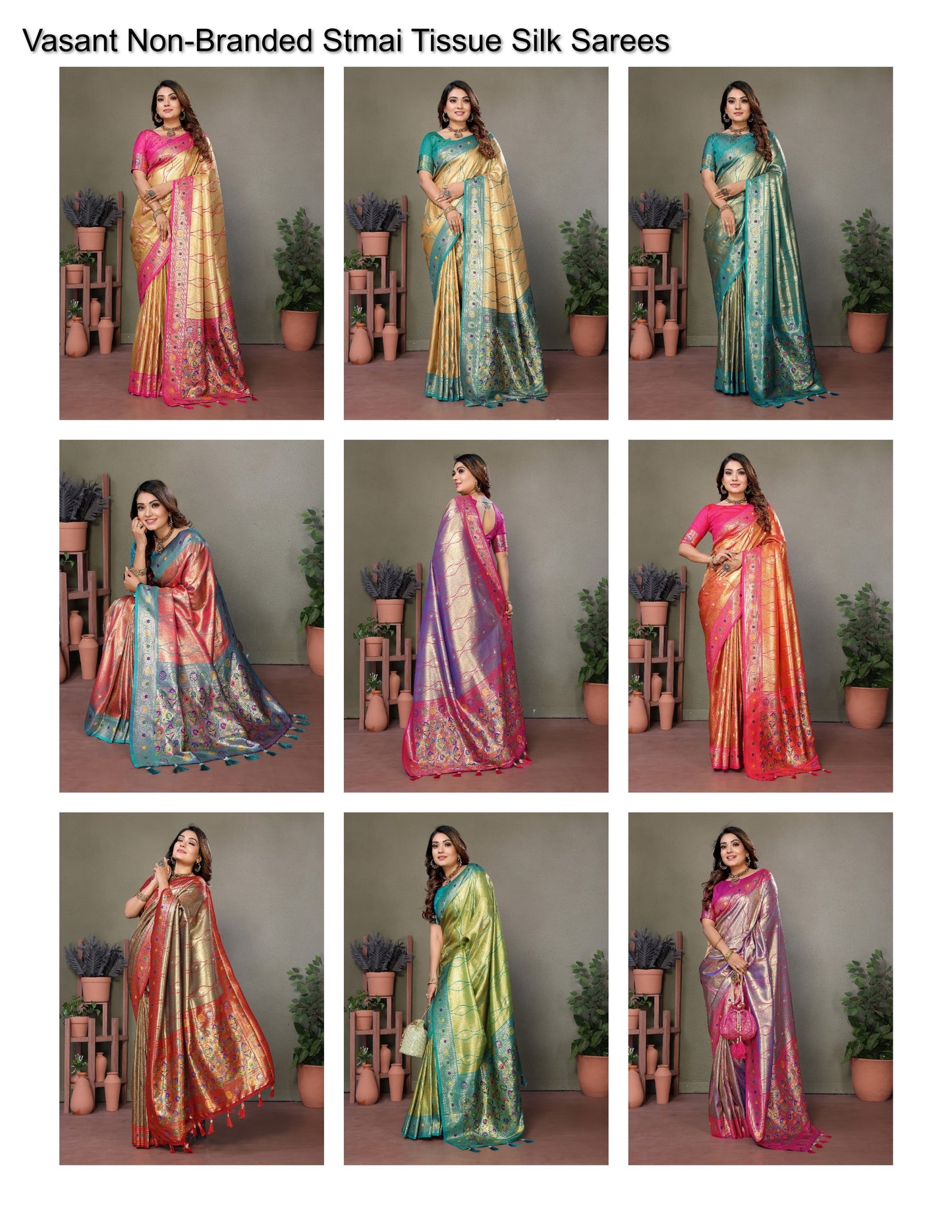 Vasant Non-Branded Stmai Tissue Silk Sarees