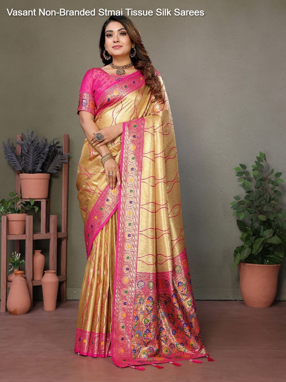 Vasant Non-Branded Stmai Tissue Silk Sarees