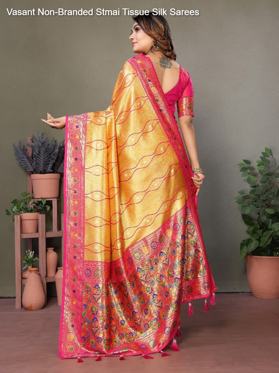 Vasant Non-Branded Stmai Tissue Silk Sarees