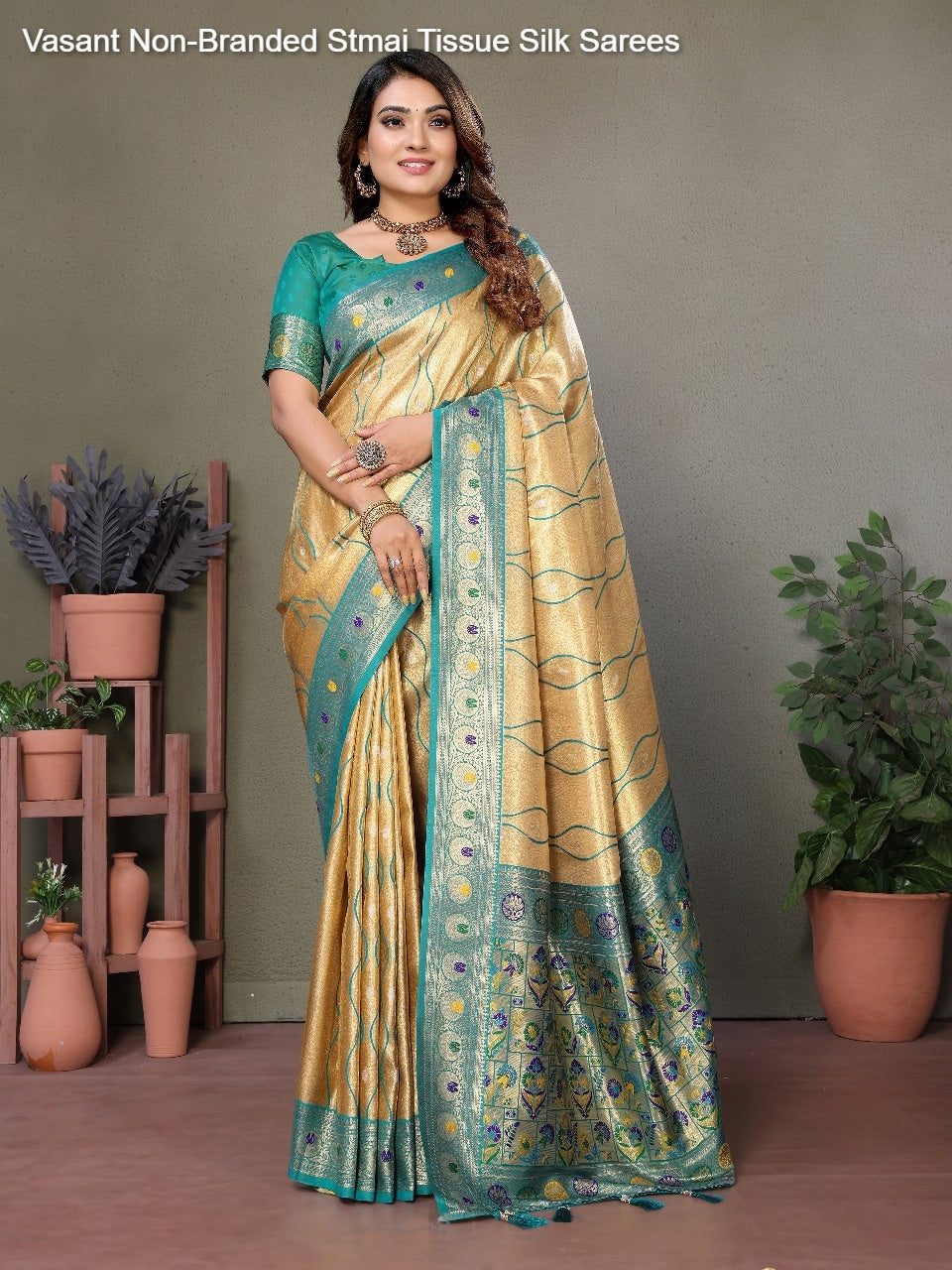 Vasant Non-Branded Stmai Tissue Silk Sarees