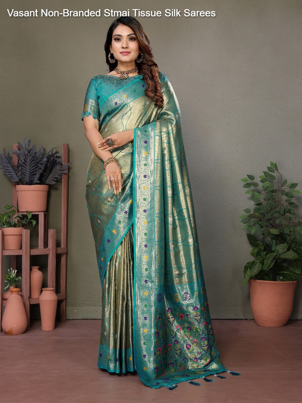 Vasant Non-Branded Stmai Tissue Silk Sarees