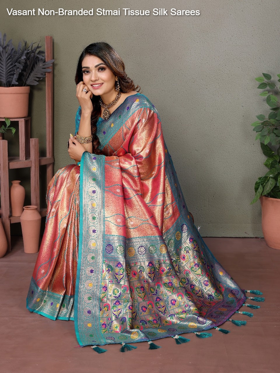 Vasant Non-Branded Stmai Tissue Silk Sarees