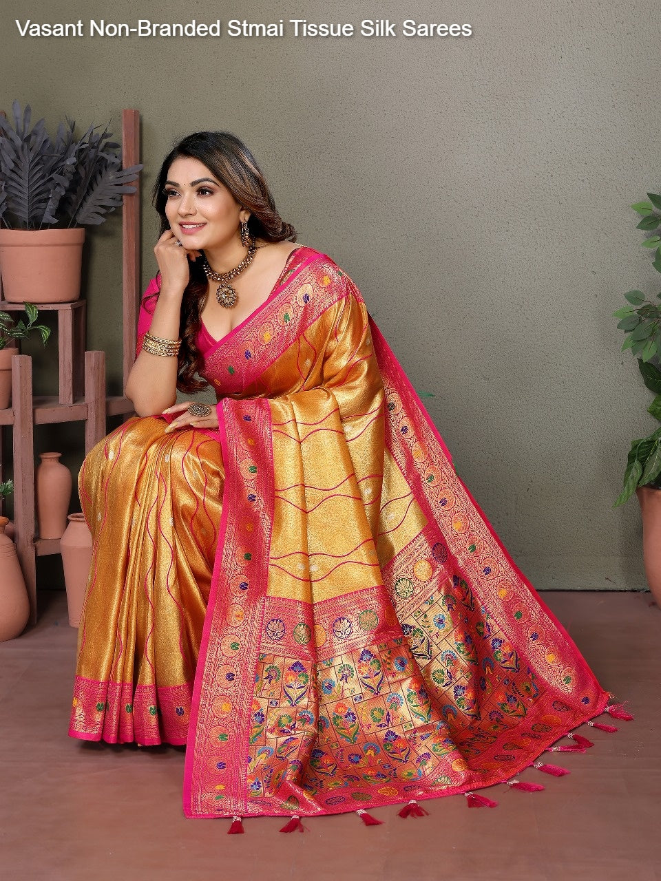 Vasant Non-Branded Stmai Tissue Silk Sarees