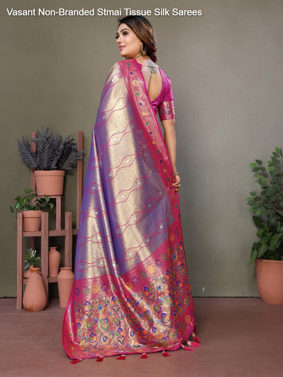 Vasant Non-Branded Stmai Tissue Silk Sarees