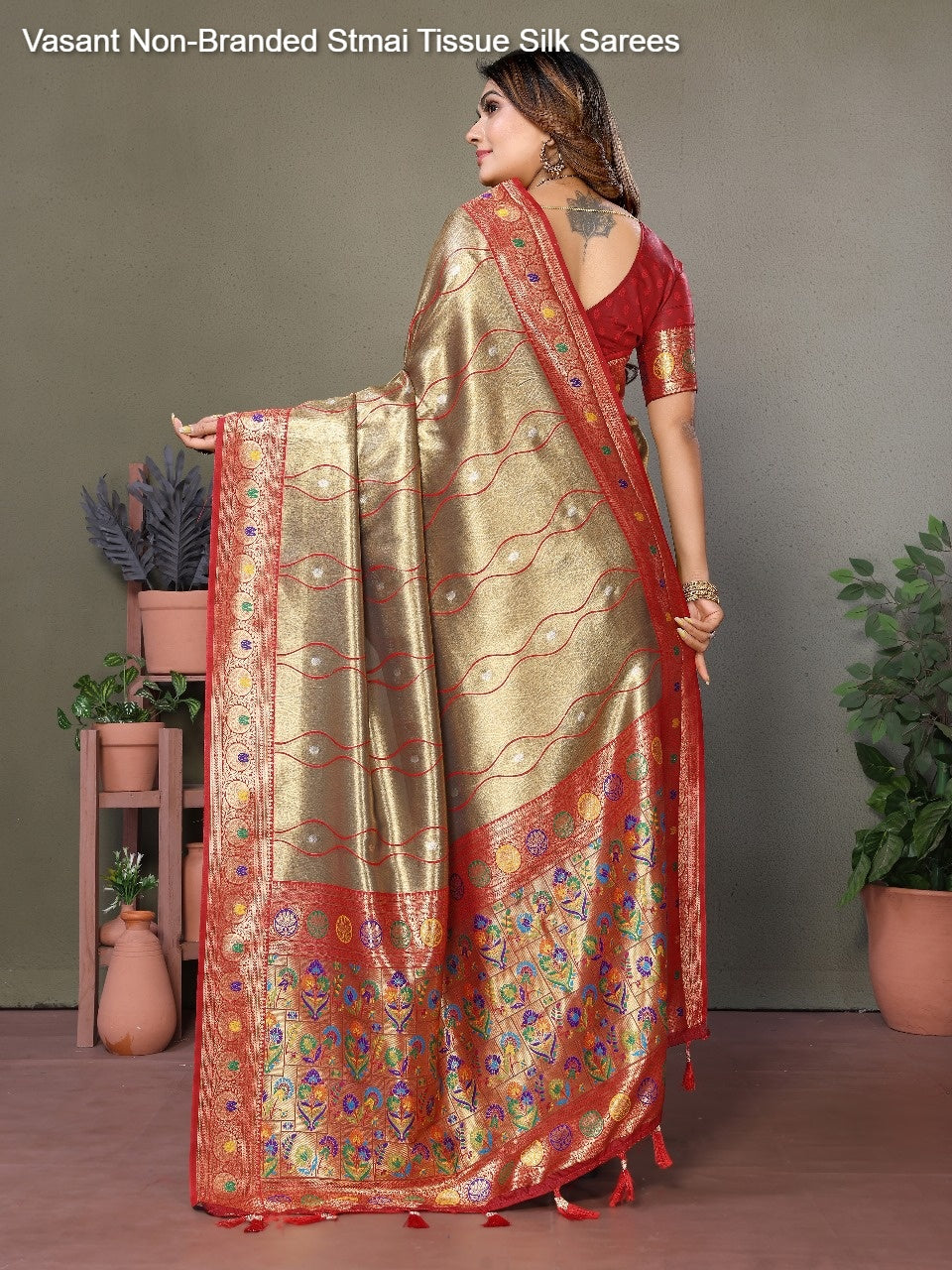 Vasant Non-Branded Stmai Tissue Silk Sarees