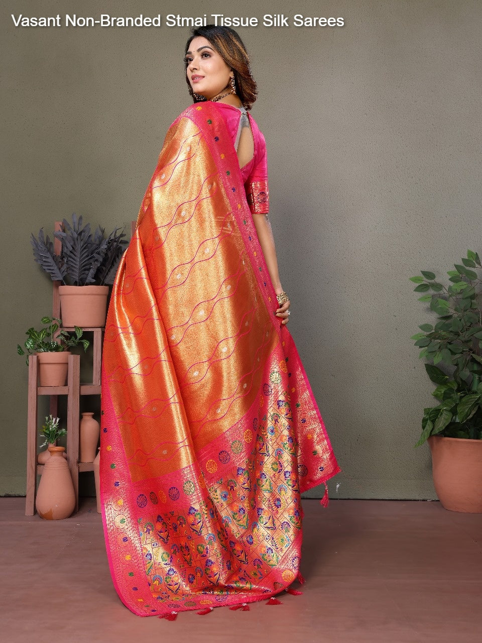 Vasant Non-Branded Stmai Tissue Silk Sarees