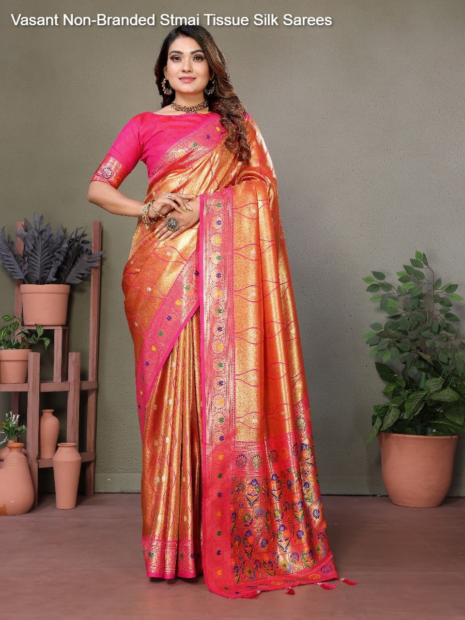 Vasant Non-Branded Stmai Tissue Silk Sarees