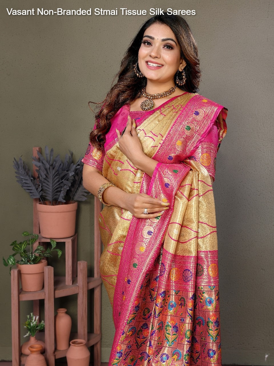 Vasant Non-Branded Stmai Tissue Silk Sarees