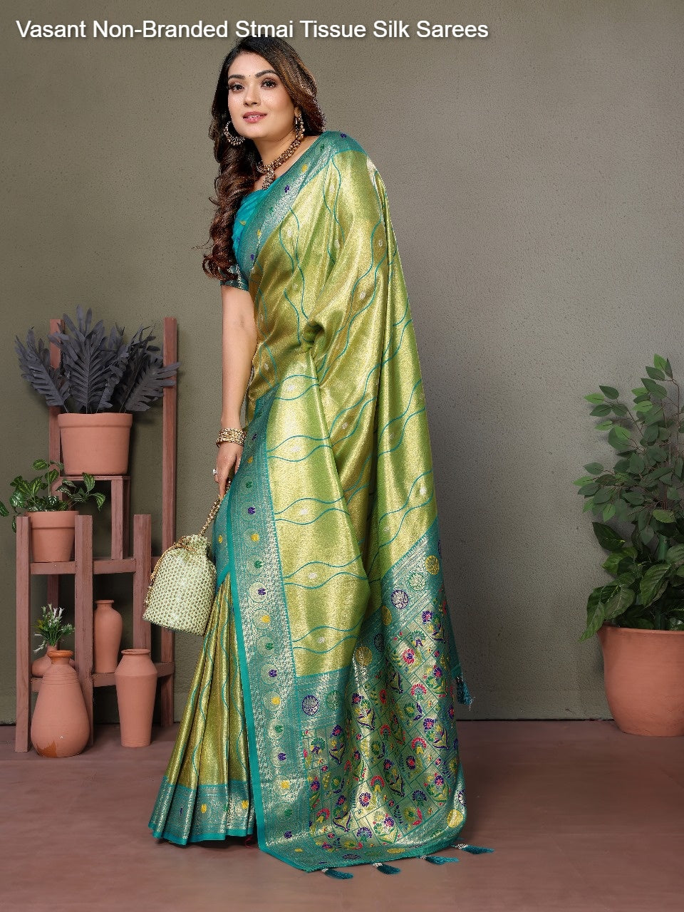 Vasant Non-Branded Stmai Tissue Silk Sarees