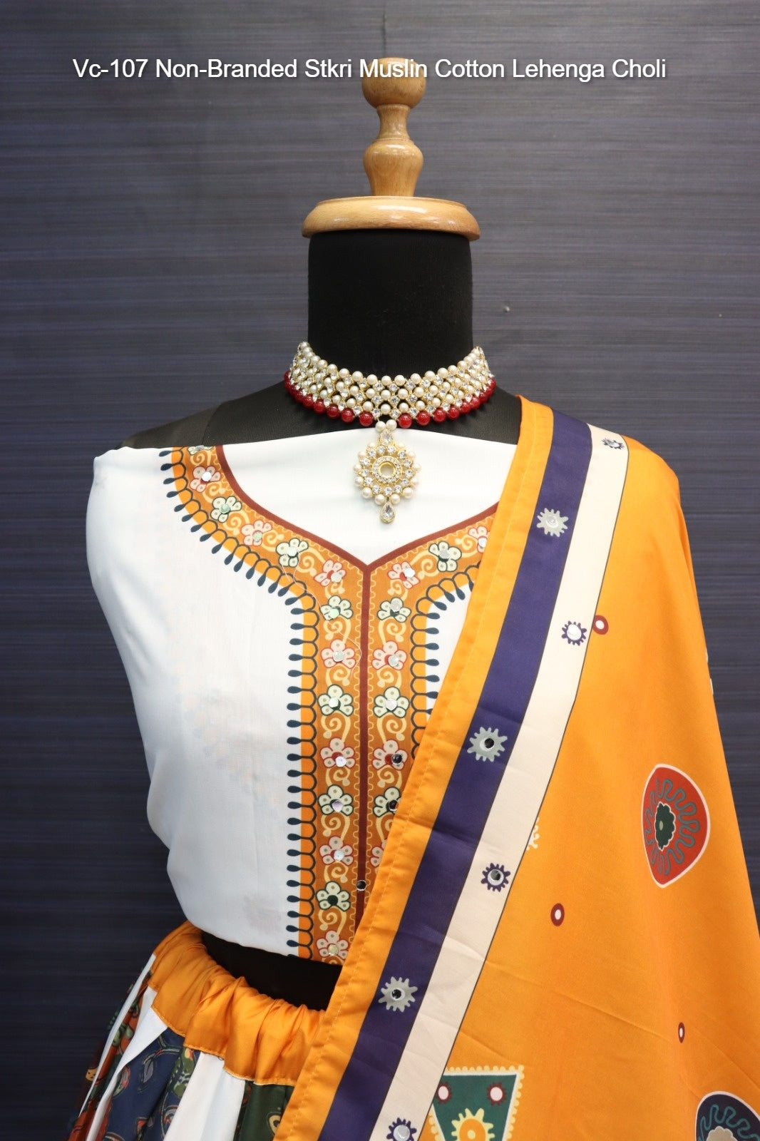 Vc-107 Non-Branded Stkri Muslin Cotton Lehenga Choli