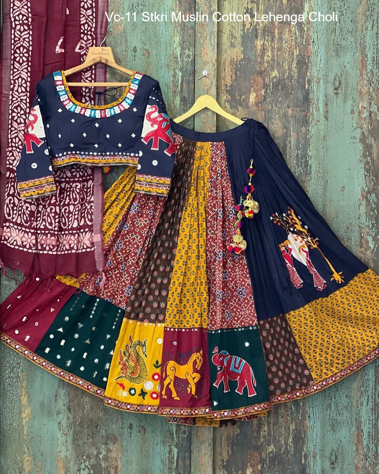 Vc-11 Stkri Muslin Cotton Lehenga Choli